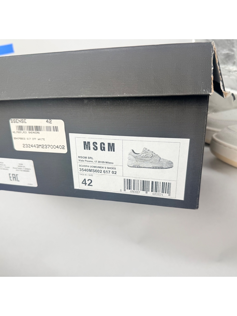 🍨 MSGM Panelled Low Top Sneakers White Grey Men's EU 42 US 9 With Box Dust Bag - Picture 3 of 16